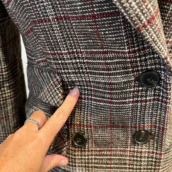 LAVINIA CLUB Women's Double Breasted Checked Blazer Jacket Size M - Picture 3 of 7